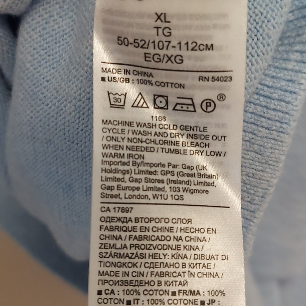 Banana Republic Mens XL Light Blue 100% Cotton Slub Crewneck Raglan Sweater - Picture 3 of 7